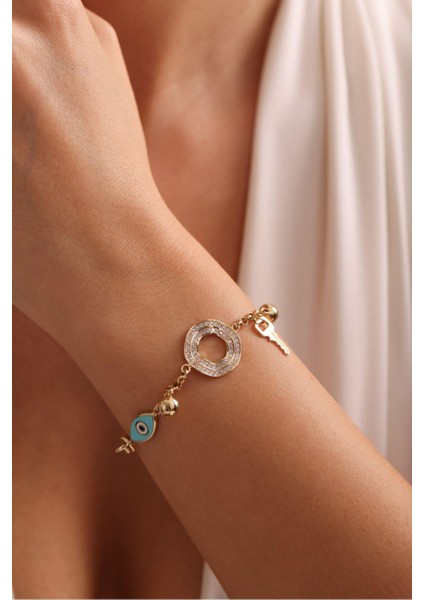 Anahtarlı Nazar Boncuklu Taşlı Halka Tasarım Bileklik fiyatları