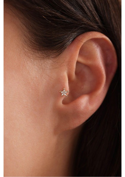 Taşlı Yıldız Big Tragus Küpe