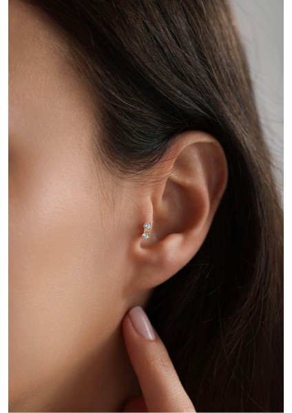 Taşlı Twin Tragus Küpe