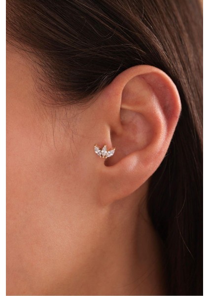 Markiz Taşlı Lotus Tragus Küpe