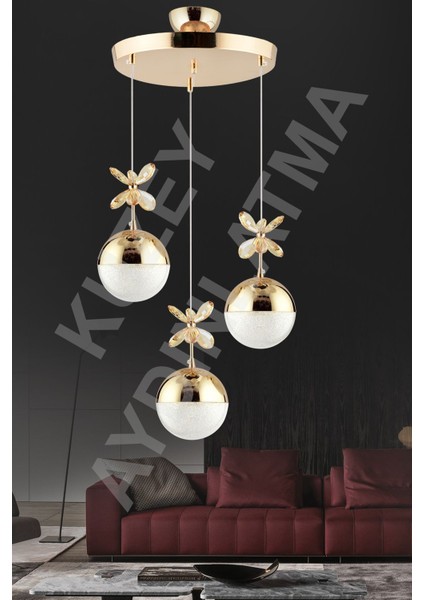 3'lü LED renkli altın aydınlatma seti, uzaktan kumandalı şık tasarım