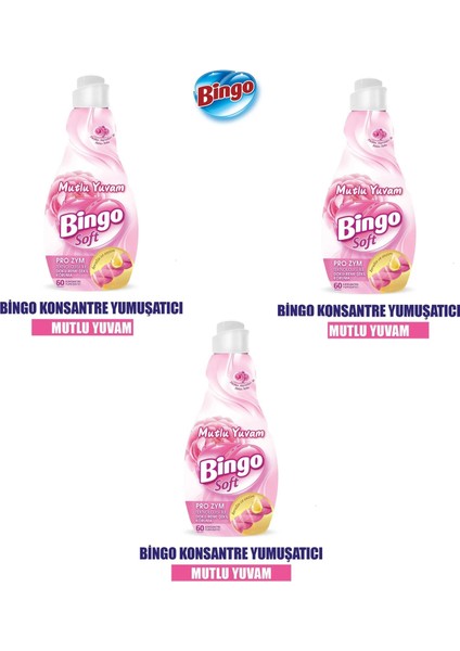 Bingo Soft Konsantre Çamaşır Yumuşatıcısı Mutlu Yuvam 1440 ml x 3 Adet
