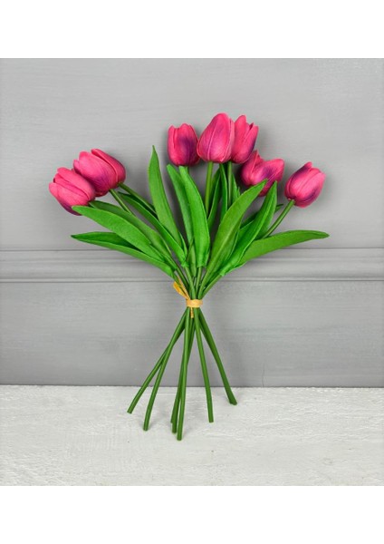 8'Li Yapay Islak Lale Buketi 1.Kalite Pembe