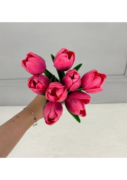 8'Li Yapay Islak Lale Buketi 1.Kalite Pembe modelleri