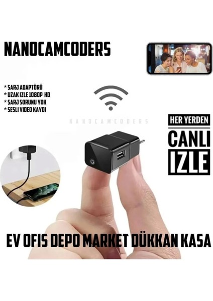 1 K 1080 P Gizli Mini Wifi Adaptör Güvenlik Kamerası - ADP01