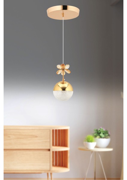 Kelebek Tekli Gold 3 Renk Ledli Kristal Taşlı Modern LED Avize