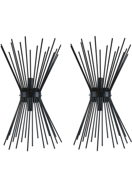 Modern Siyah Metal Kirpi 2'li Duvar Aplikası, E27 Işık Kaynağı, Şık Tasarım