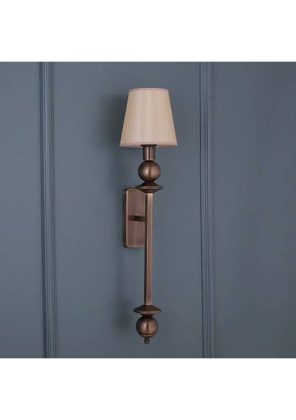 Eskitme Rengi Aplik Kumaş Başlık Şık Pilli Duvar Apliği