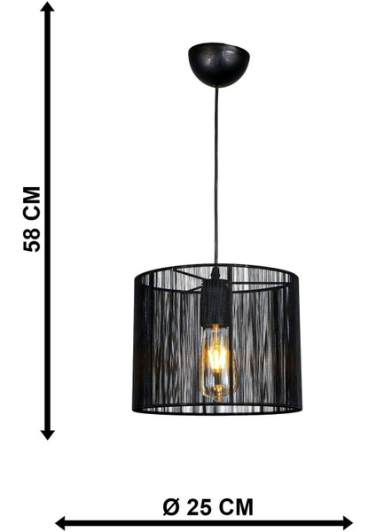 Şık Siyah Yuvarlak Sargılı Modern Avize, Evinize Zarif Bir Dokunuş indirimleri