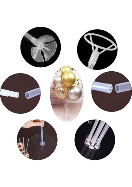 Balon Standı 6 Takım Plastik Standlı Balon Tutucu, Doğum Günü Partisi ve Düğün Kutlaması Için Yeniden Kullanılabilir (Yurt Dışından)