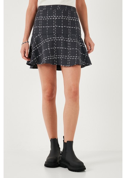 Kareli Volanlı Mini Kışlık Etek Bayan Etek 611ET00176W4 fırsatları