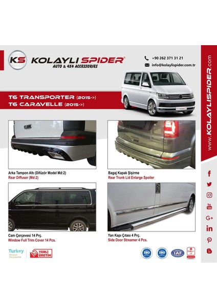 Vw Transporter T6 Ön Panjur Çıtası 4 Prç Krom 2015 ve Sonrası