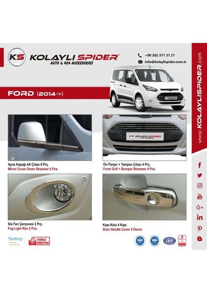 Ford Connect Cam Çıtası 4 Prç Krom 2014 ve Sonrası