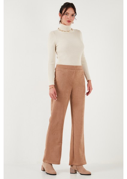 Scuba Süet Yüksek Bel Geniş Paça Pantolon Bayan Pantolon 5865974 modelleri