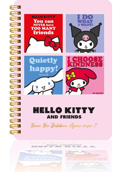 Victoria's Journals Hello Kitty ve Arkadaşları Spiralli Günlük (Journal) 14X20CM - Bana 1 Dk Ayırabilir Misin?