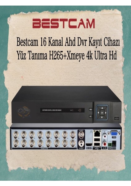 16 Kanal Ahd Dvr Kayıt Cihazı Yüz Tanıma H265+ Xmeye 4K Ultra HD