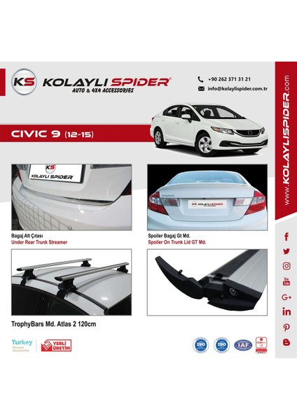 Honda Civic 9 Kapı Eşiği 4 Prç Krom 2012 ve Sonrası