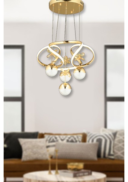 Modern Zümrüt Led Avize, Şık ve Tarz, 4'lü, 50x70, Plastik, Oturma ve Salon İçin