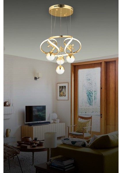 Modern Zümrüt Led Avize, Şık ve Tarz, 4'lü, 50x70, Plastik, Oturma ve Salon İçin