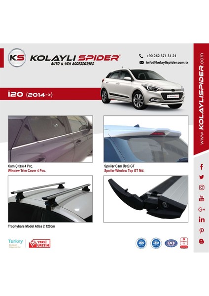 Hyundai I20 Cam Çıtası 4 Prç krom 2014 ve Sonrası