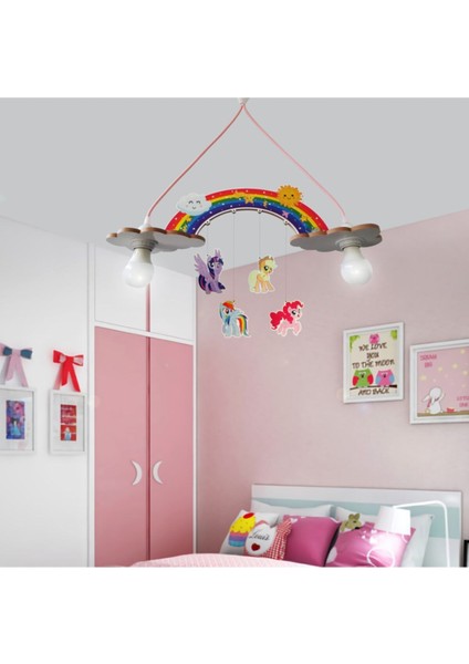Sevimli Ahşap Pony Çocuk Oda Aydınlatması, Güvenli ve Şık Dekorasyon, 4'lü, 12x12