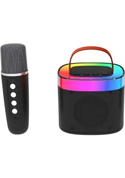 Diamond Siyah Ledli Bluetooth Hoparlör Özellikli Mikrofonlu Mini Karaoke Seti