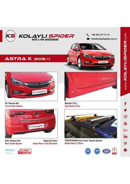 Opel Astra K Cam Üst Çıtası 8 Prç Krom 2015 ve Sonrası