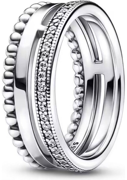 Signature Logo Pavé ve Boncuklu Yüzük