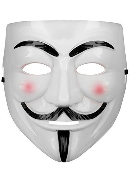 Beyaz Pembe Yanaklı V For Vendetta Maskesi