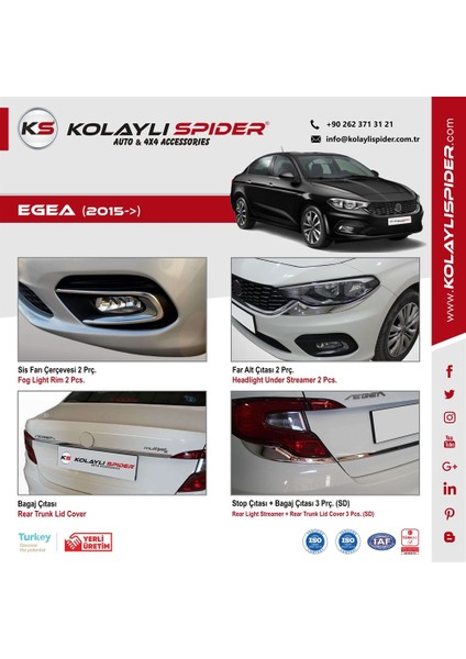 Fiat Egea Far Alt Çıtası 2 Prç Krom 2015 ve Sonrası