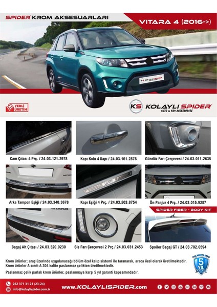 Suzuki Vitara 4 Kapı Eşiği 4 Prç Krom 2016 ve Sonrası