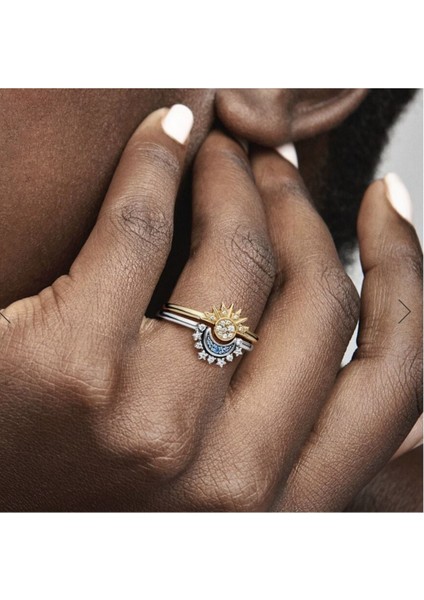 Gökyüzü Mavisi Işıltılı Ay Yüzük