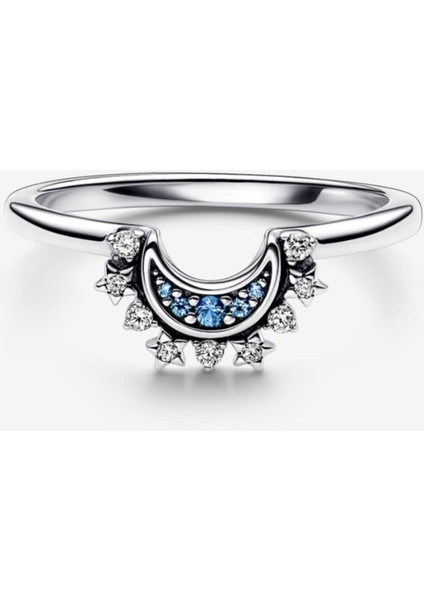 Gökyüzü Mavisi Işıltılı Ay Yüzük modelleri