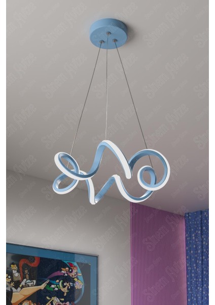 Modern mavi beyaz LED genç odası avizesi, şık ve aydınlık ortamlar sağlar.