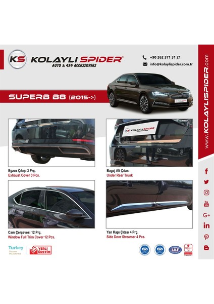 Skoda Super B8 Chrome Line Kapı Eşiği 4 Prç 2015 ve Sonrası