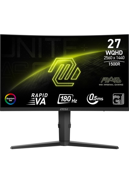 27" MAG 275CQRF QD E2 2560x1440 (WQHD) 16:9 CURVE 1500R RAPID VA 180HZ 0.5MS GTG FREESYNC SIYAH GAMING MONITOR