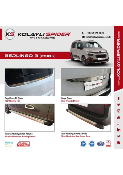 Citroen Berlingo 3 Bagaj Çıtası Krom 2018 ve Sonrası