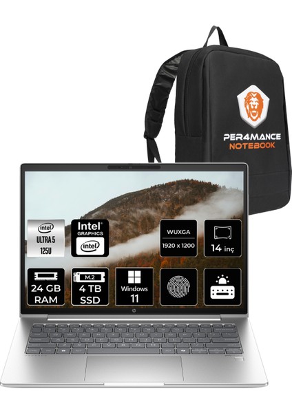 Probook 440 G11 Intel Core Ultra 5 125U 24GB 4tb SSD 14'' Fhd+ W11P Taşınabilir Bilgisayar & Per4 Çanta A22YQEAPN395