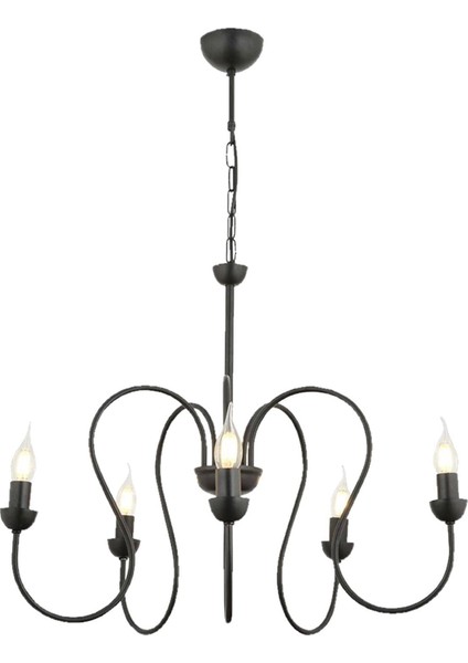 Flor 5li Siyah Modern Yatak Odası Mutfak Salon Avize