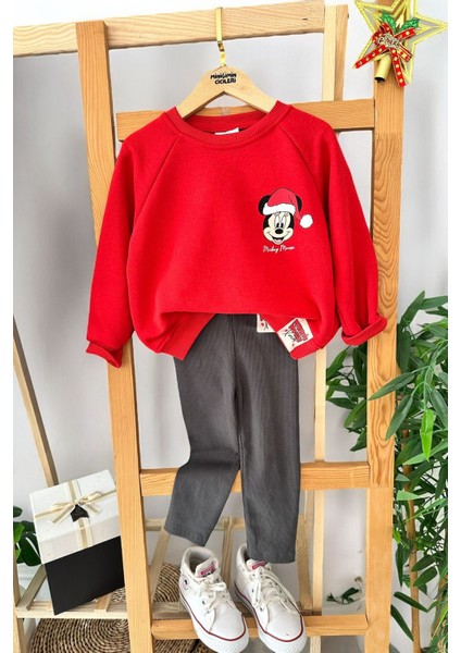 Payetlı Mnn Desen Yılbaşı Ikili takım - Kırmızı