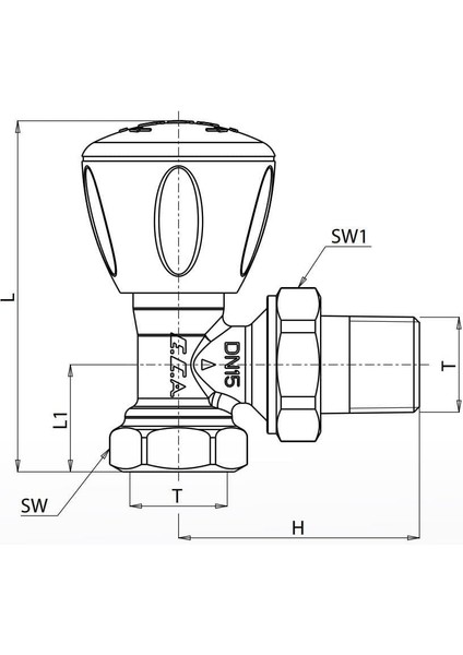 1/2 Köşe Radyatör Vanası Rv3 Eca