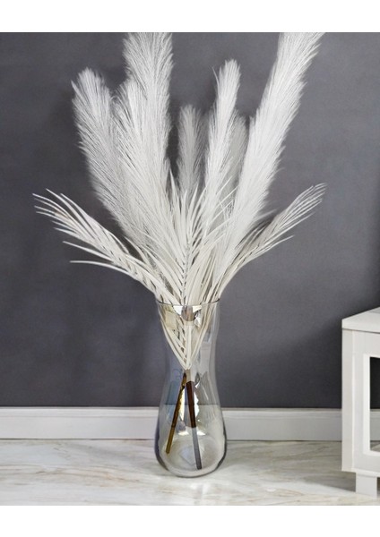 Uzun Tüylü Yapay Yelpaze Çiçek Buketi Beyaz fiyatları