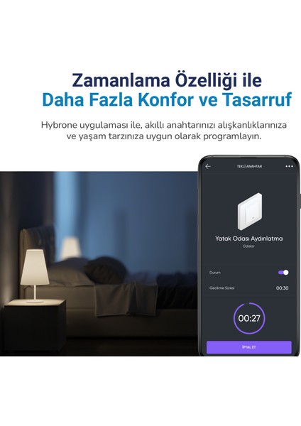 Duvar Tipi İkili Akıllı Anahtar, Aşırı Yük Koruma, Zamanlayıcı, Ayarlanabilir LED Gösterge, Uygulama ile Uzaktan Kontrol