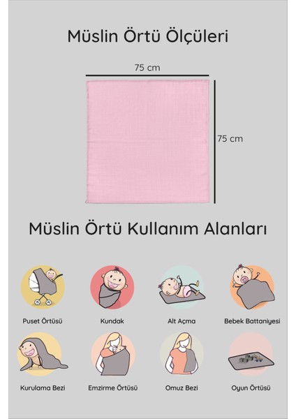 Dijital Baskılı 3'lü Müslin Örtü Seti - 75x75 cm - ZT5000 indirimleri