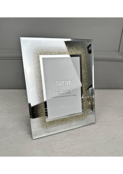 Aynalı Simli Çerçeve Gold 10x15 Cm