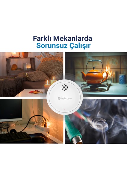 Akıllı Wi-Fi Duman Dedektörü, Sesli Işıklı Alarm Uyarısı, Uygulama ile Anında Bildirim, Uzun Pil Ömrü