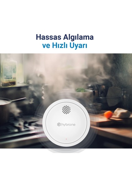 Akıllı Wi-Fi Duman Dedektörü, Sesli Işıklı Alarm Uyarısı, Uygulama ile Anında Bildirim, Uzun Pil Ömrü