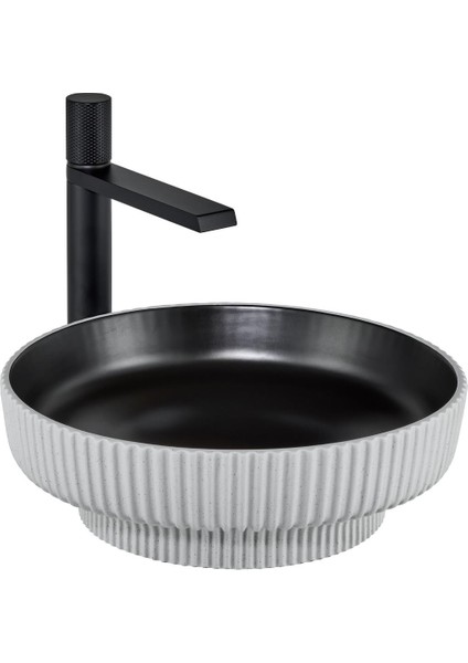 E-W1501MSB Tezgah Üstü Lavabo Mat Siyah & Beyaz