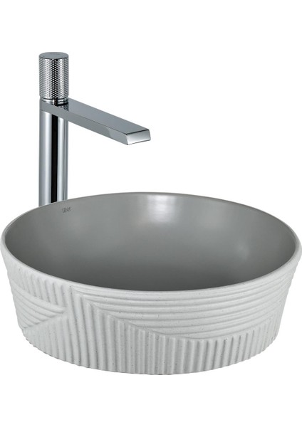 E-W1502MAG Tezgah Üstü Lavabo Mat Gri & Beyaz