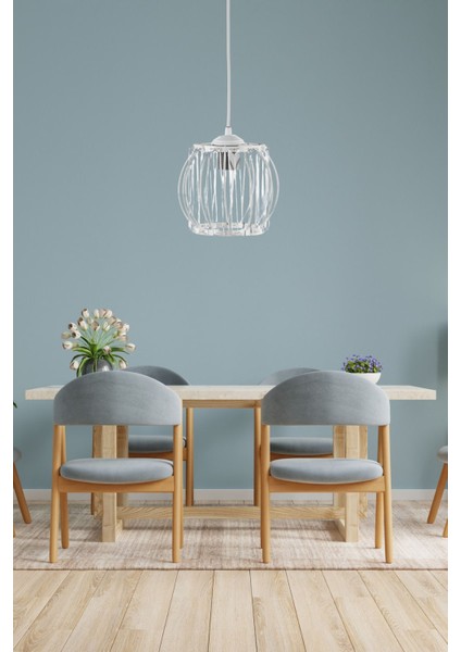 Modern beyaz kristal avize, şık ve parlak aydınlatma, 20x60 boyut, 1 ampüllü